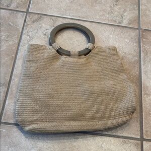 Liz Claiborne Tan and Gray Tote with Circular Handles
